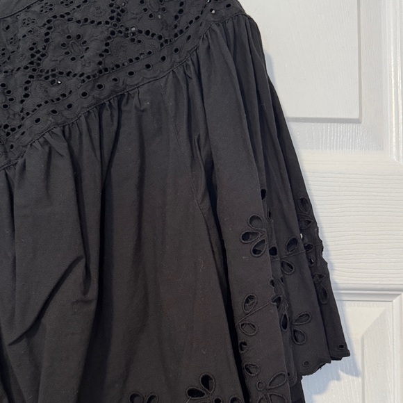 Madewell Black Eyelet Blouse Women Size L - Picture 6 of 8